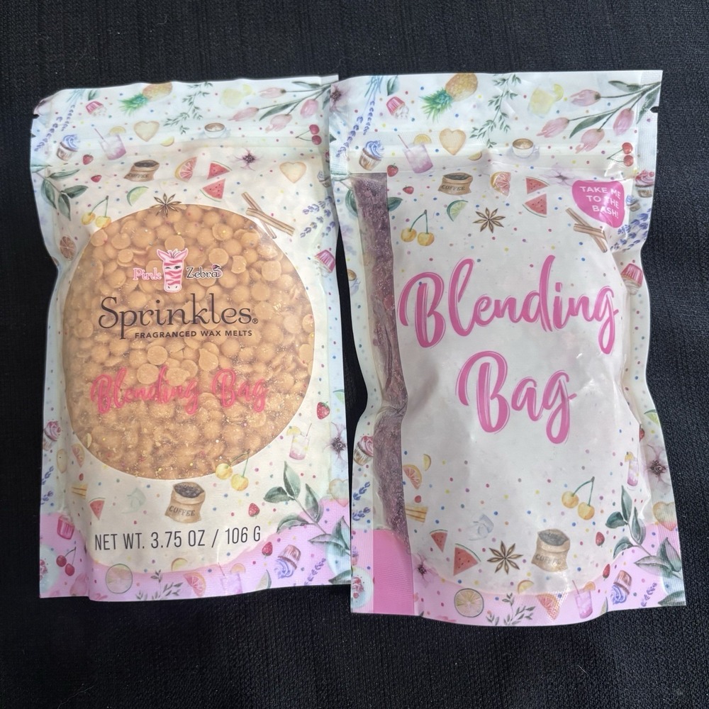 Pink Zebra Sprinkles Fragranced Wax Melts Blending Bags Salted Pumpkin Apple 2pk